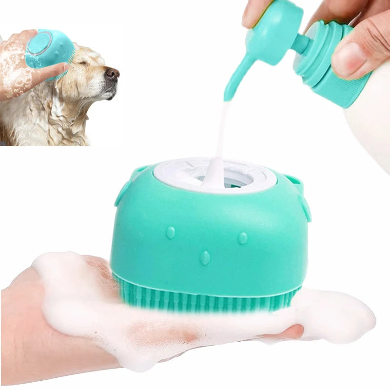 Escova de Banho Para Pets com Dispenser de sabão